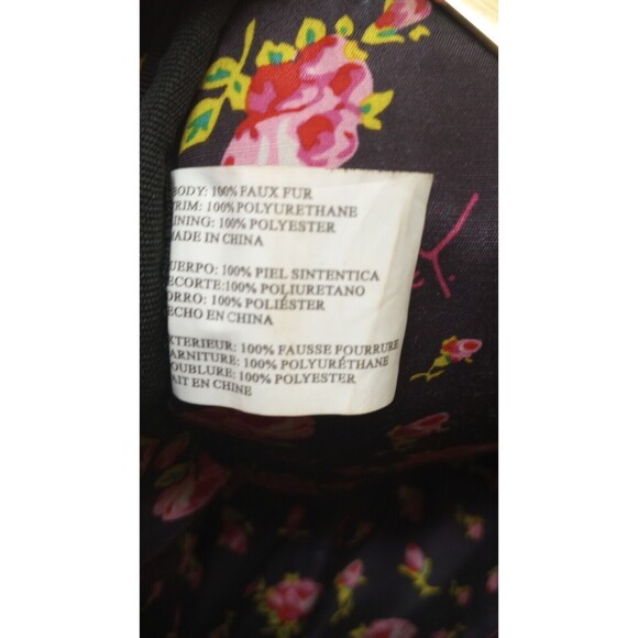 Betsey Johnson Faux Fur Black Backpack Large Logo Vegan Leather 12x11 - Picture 10 of 11